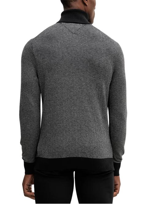 Maglia nera e grigia a collo alto misto cashmere Tommy Hilfiger | MW0MW404460IM